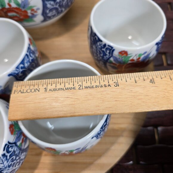 Vintage OMC Imari Bamboo Handle Japanese Porcelain Tea Pot with Lid & 6 Cup Set - Picture 10 of 10